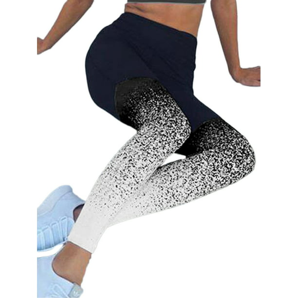 Women High Waist Elastic Gym Yoga Leggings Color Splicing Sports Pants Fashion